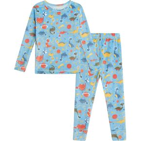 Rene Rofe Boys' Pajama Set - 2 Piece Snug Fit Velour Long Sleeve Top and Pajama Pants - Cozy Sleepwear Set for Boys (2T-12)