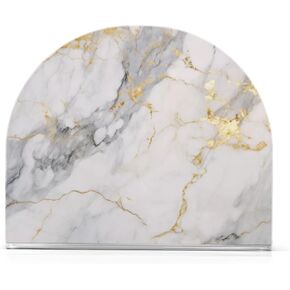 Golden Grey White Marble Napkin Holder, Acrylic Napkin Holders for Table Cocktail Napkins Dispenser Paper Stand for Home Kitchen Restaurant Bar, 1 Pc
