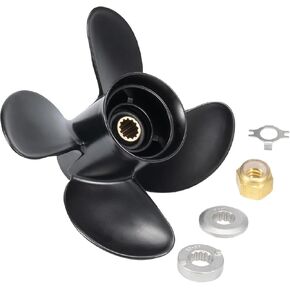 Propeller 10.1X15 Pitch 4 Blades RH 13 Spline Tooth with Hub Kit for Mercury Spitfire Outboard 25 30 35 40 45 50 55 60 70 75 HP Boat Motor Engine Parts Aluminum Prop 48-8M8026640