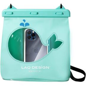 LAQ DESiGN STAYDRY Double Sided Perspective Waterproof Storage Bag with Adjustable Strap, Dry Bag with Screen Touchable Inter Pocket (Whale)