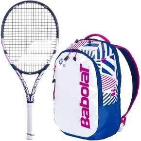 Babolat Pure Drive Jr 10th Gen Tennis Racquet (Blue/Pink/White) مجمعة مع حقيبة ظهر للتنس in Kuwait