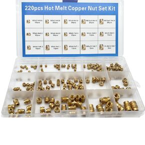 220 pcs Copper Nuts Double Twill tuhachi Copper Nuts hot melt knurled Nuts(M1.4 M2.5 M3 M4 M5 M6)