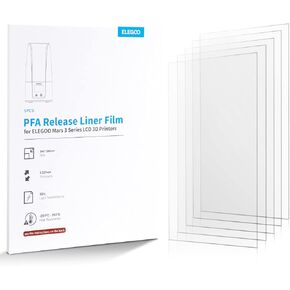 ELEGOO 5PCS PFA Release Liner Film 146 * 195mm with 0.127mm Thickness and Stronger Release Functionality,Compatible with Mars 3/Mars 3 Pro/Mono 2