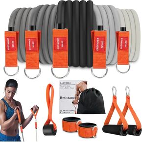 Resistance Bands,Heavy Exercise Bands with Handles, Door Anchor, Legs Ankle Straps, 300/240/360LBS Workout Bands for Men and Women Fitness, Heavy Resistance Training, Home Workout Set