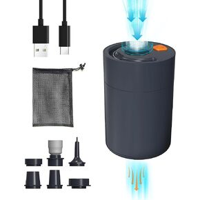 Air Mattress Pump, 6kPa GIGA Pump for Air Mattress 1500 * 4 mAh Electric Air Pump, Quick Fill in/Deflator Air Pump for inflatables Pool Inflatable Boat Gymnastics Mat Air Bed with 6 Nozzles