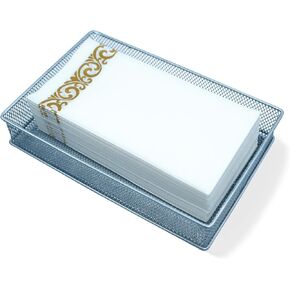 Silver Mesh Guest Towels Napkin Holder, Disposable Napkins Paper Hand Towels Holder for Bathroom Powder Room Dinning Table Kitchen Hotel Office, 9"x 5.9"x 1.8"