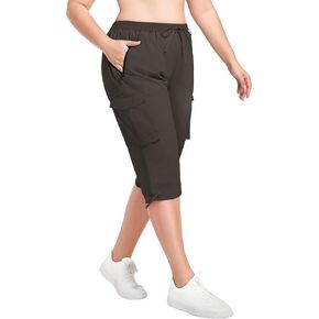 FOREYOND Plus Size Women's Cargo Capris Pants Lightweight Quick Dry Hiking Pants