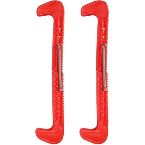 BORDSTRACT Ice Skate Blade Guards, 1 Pair Plastic Adjustable Ice Hockey Skate Blade Cover, Skate Protector for Figure Skating, Ice Hockey, Adults, Kids, 7 Colors(Red)