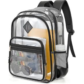 Beaulyn Clear Backpack Heavy Duty,PVC Clear Bookbag for School College,See Through Backpack for Work Festival Security Travel