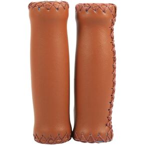 ycle Retro Artificial Leather Handle Grips, Cycling MTB Road Mountain Bike Handlebar Grips (Brown) Leather Handlebar Grips Leather Handlebar Grips