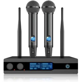 TX55 Wireless Microphone System Professional Metal Wireless Microphone Kit Handheld Cordless Dynamic Microphone for Sing, Karaoke, Church, DJ, 200 Feet