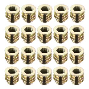 uxcell Furniture Threaded Insert Nuts Zinc Alloy M4 Internal Threads 8mm Length 20pcs