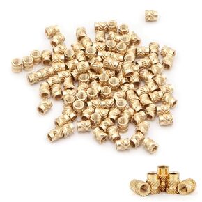 200pcs Threaded Inserts, M2.5 x 4mm L x 3.5mm Insert for 3D Printing Components, Metric Knurled Nuts, Brass(Yellow)