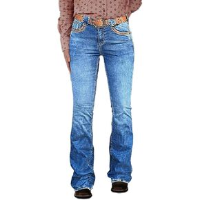 Flamingals Women's Boot Cut Jeans Trendy Tummy Control Jeans Stretch Straight Leg Skinny Jeans