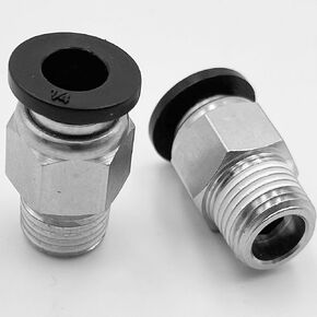 Air Hose Fittings 8Mm Or 5/16 Od 1/4" Npt Male Straight Push To Connect Fittings Air Line Union Pneumatic Fittings Nylon & Nickel-plated Brass Male Push Air Fitting (10 Pack)