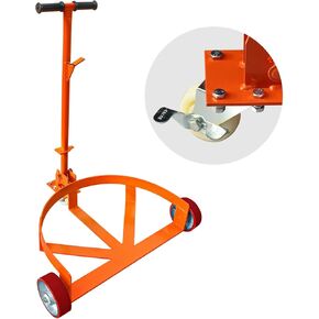 55 Gallon Drum Dolly, 1200 lbs Load Capacity, Adjustable Handle Barrel Dolly Cart with One 360° Swivel Lockable Wheel, Low Profile Steel Oil Drum Caddy for Warehouse, Workshop, Factory, Dump Station