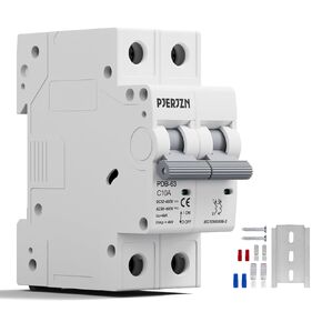 Miniature Circuit Breaker 12~400VDC/AC 10A 2 Pole Solar Circuit Breaker DC AC Shut Off Switch, Solar PV Isolator Solar Panel for PV Solar Panels Homes Battery (10 Amp)
