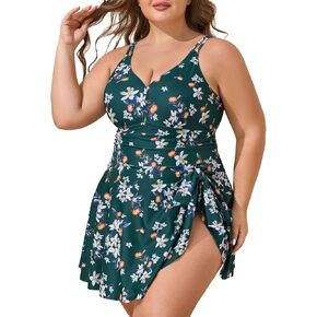 Summer Mae Plus Size Swimsuit for Women One Piece Swim Dress Tummy Control Bathing Suit with Flowy Skirt Modest Swimwear