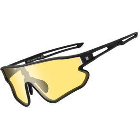 DUCO Polarized Sports HD Night Vision Glasses for Men Nighttime Driving Glasses TR90 FrameDC0023 (Black Frame Yellow Lens)