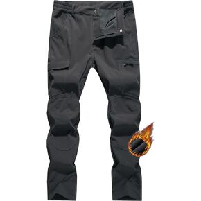 Men's Fleece Lined Outdoor Hiking Pants Waterproof Softshell Insulated Snow Ski Winter Camping Fishing Pants
