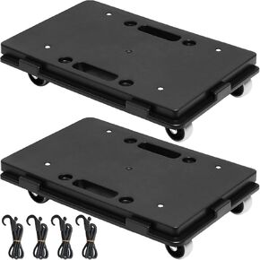 Storystore Furniture Dolly, 2 Pack Moving Dolly with 4 Ropes, Small Portable Dolly Connectable, Movers Dollys with 4 Wheels, Flat Dolly for Heavy Duty Furniture - 500 Lbs Capacity