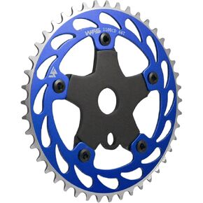 WFS Helix Chainring w/Spider Sprocket 44T 1/8" 110mm BCD 5 Arm Hole Old School BMX, Blue, WFS3066-BO