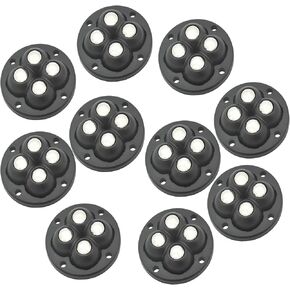 10 Pcs Mini Self Adhesive Caster Wheels Swivel Stick Plate Ball Pulley for Small Device Bottom DIY Sliding Base,4 Steel Balls Black