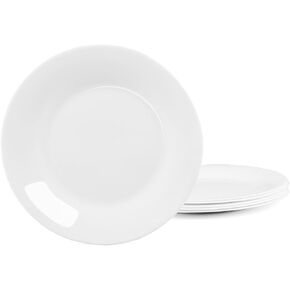 8 inch Salad Appetizer Plate Set of 6, Lightweight Opal Glass White Plates for Dessert Kitchen, Dishwasher and Microwave Safe