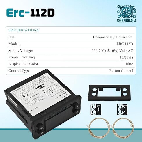 مجموعة تحكم درجة الحرارة ERC112D ، وحدة تحكم إلكترونية للتبريد مع تحقيقات مستشعر NTC مزدوجة ، استبدال Air Beverage 00C30-123D-03 و Danfoss ERC-112D 080G3492 080G3490 in Kuwait