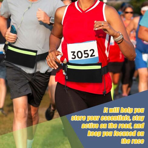 Abbylike 2 قطعة حزام الجري للسباق مع حزام مرن يناسب جميع مقاسات الخصر 23.6-42 بوصة حزام الجري للنساء والرجال مع حزام قابل للتعديل لسباق المريلة حامل حزام الترياتلون الجري والركض الرياضي in Kuwait