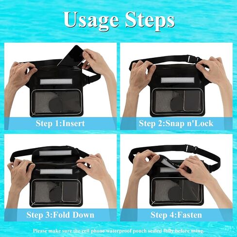 Waterproof Waist Pouch,Screen Touchable Dry Belt Bag,Waterproof Waist Bag,Waterproof Fanny Pack for Swimming Kayaking Snorkeling Beach (Black) in Saudi Arabia