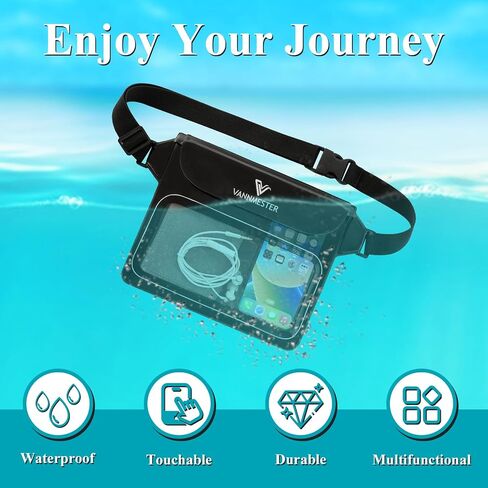 Waterproof Waist Pouch,Screen Touchable Dry Belt Bag,Waterproof Waist Bag,Waterproof Fanny Pack for Swimming Kayaking Snorkeling Beach (Black) in Saudi Arabia