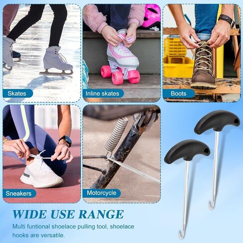 Calidaka 2pack حذاء الدانتيل مشدود من الفولاذ المقاوم للصدأ للهوكي تزلج تضيق تزلج تزلج أدوات حذاء حذاء دانتيل ، حذاء الدانتيل مشدود الدانتيل المحمولة لالتقاط الجليد أحذية التزلج على الجليد in Kuwait