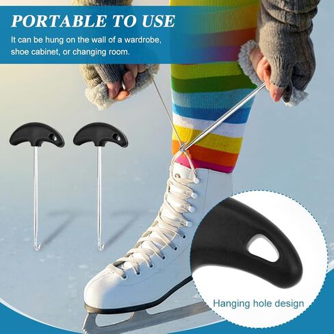 Calidaka 2pack حذاء الدانتيل مشدود من الفولاذ المقاوم للصدأ للهوكي تزلج تضيق تزلج تزلج أدوات حذاء حذاء دانتيل ، حذاء الدانتيل مشدود الدانتيل المحمولة لالتقاط الجليد أحذية التزلج على الجليد in Kuwait