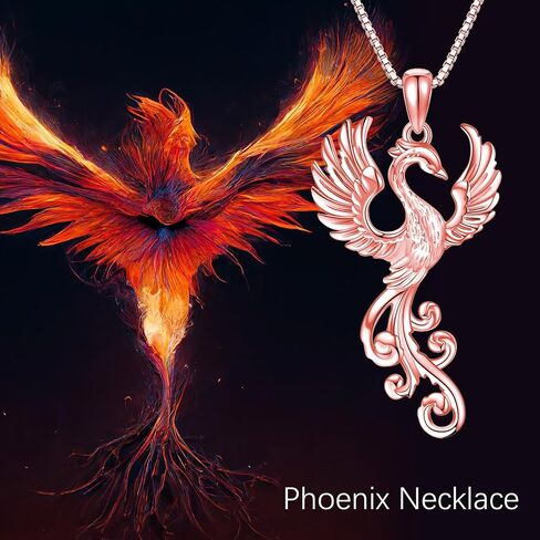 YAFEINI Rising Phoenix Necklace 925 Sterling Silver Bird Pendant Phoenix Jewelry for Women in Kuwait