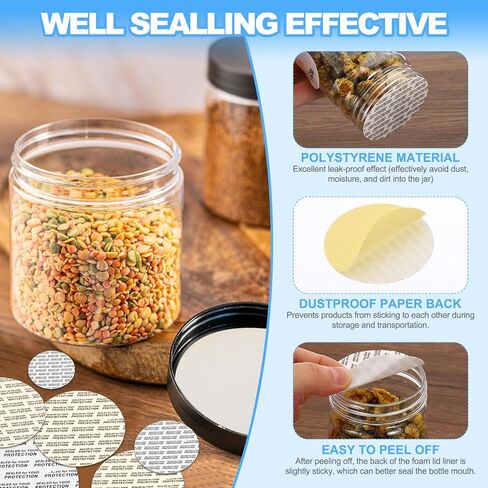 PATIKIL 35mm/1.4inch Pressure Sensitive Seal, 300 Pack Adhesive PS Foam Lid Cap Liners Resistant Tamper with Dustproof Paper Back for Plastic Glass Jar Bottle Cap Seals in Saudi Arabia