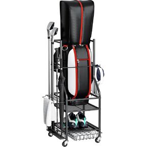VOPEAK Golf Bag Organizer, Golf Bag Stand, Golf Organizer for Golf Clubs, Golf Balls, Golf Equipment Accessories, Easy Assembly Golf Storage Organizer for Garage, Club