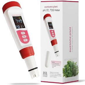 4-in-1 pH Meter TDS EC Meter for Hydroponics Growing System, Digital Water pH Tester for Hydroponic Nutrient Plant Food Solution, DWC Setup and Indoor Garden, Compatible with Aerogarden in Saudi Arabia