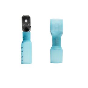 100PCS Heat Shrink Spade Connectors, Female and Male Quick Disconnect Spade Terminal Connectors, Shrinking Terminal for Watercraft, Electronics, Automotive- Blue AWG 16-14