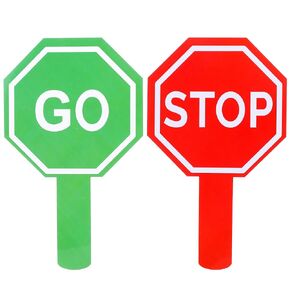 Stop and Go Sign with Handle, Double Sided Street Slow Warning Reflective Signs, Guard Stop Sign for Guiding Traffic Street Safety
