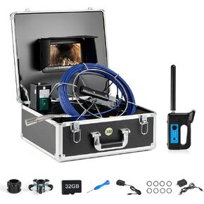 ZELCAN Self-Leveling Sewer Camera with Locator, Sewer Inspection Camera with 98 ft. Cable & Digital Length Counter, Drain Pipe Camera with 7 in. Screen 12 LED Lights, Rechargeable Plumbing Camera