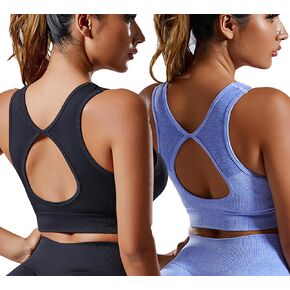 Sports Bras for Women, Multi Pack Light-to-Medium Support Workout Crop Tops with Removable Pads, Yoga Racerback Bra
