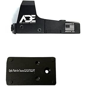 Ade Advanced Optics RD3-006 Green Dot Sight + Optic Mounting Plate for Taurus PT111 G2, Millennium G2, G2C, G3 with Original Rear Sight, PT140 G2, PT709, PT740, TX22 + Pictinny Plate