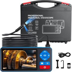 Endoscope Camera with Lighting, 4.5-inch IPS high-Definition Large Screen Snake Camera, 4-Level Brightness Adjustment Light, 16.4-Foot semi-Rigid Wire Endoscope, can be Used in Industrial Fields.