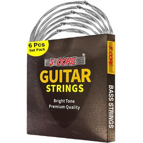 5 Core Bass Electric Guitar Strings 6 Pieces| Pure Nickel Guitar String Gauge 0.045-.100 | Rich, Full Tonal Spectrum Strings (6 String Set) - GS EL BSS 6PCS