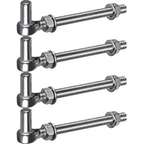 M16x 6'' J-Bolt Gate Hinge, 304 Stainless Steel Farm Gate Hardware, 4pcs J-Bolt Post Hinge with 5/8" Male Pin for Chain Link Fence Gate