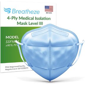 4Ply Medical Isolation Face Masks Made in USA Level 3 Fluid Resistant – FDA Registered Disposable Face Mask 10pack