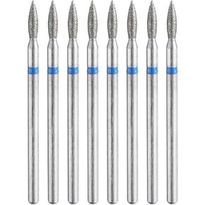 HARFINGTON 8pcs 120-140 Grits Diamond Grinding Bit 2.1mm Oval Head 2.35mm Shank 8mm Length Stone Sanding Drill Bits Rotary Tool for Ceramic Glass Nails Grinding Polishing