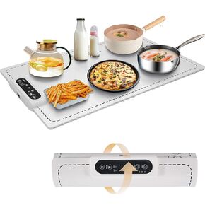 Food Warming Mat,Graphene Heating Film Heating Mat with 3 Level Adjustable Temperature and 4 Hours Timer Flexible Silicone Food Warmers for Parties Buffet