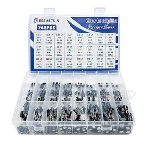 Electrolytic Capacitor Assortment Kit, 24 Values from 0.1uF to 1000uF Aluminum Capacitors Set, 10V 16V 25V 50V